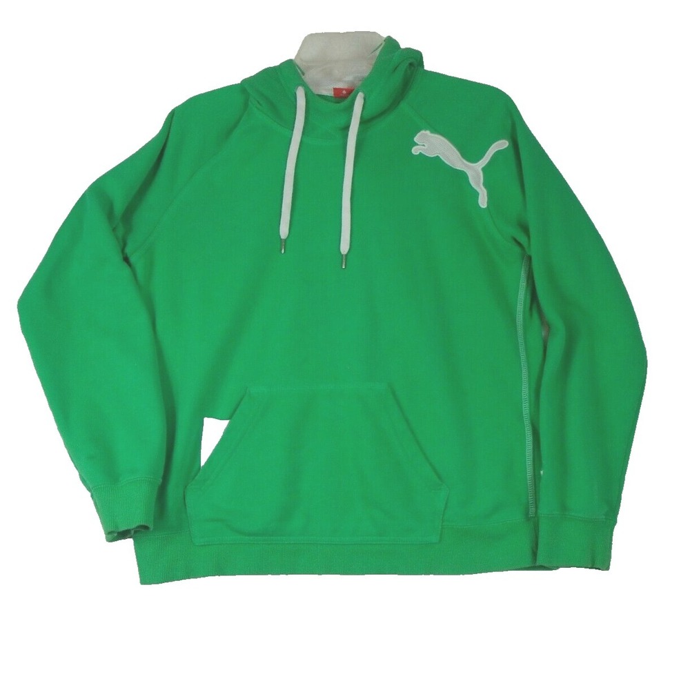 PUMA Sport Lifestyle Hoodie Green Fleece Pullover Sweatshirt Unisex Women's M